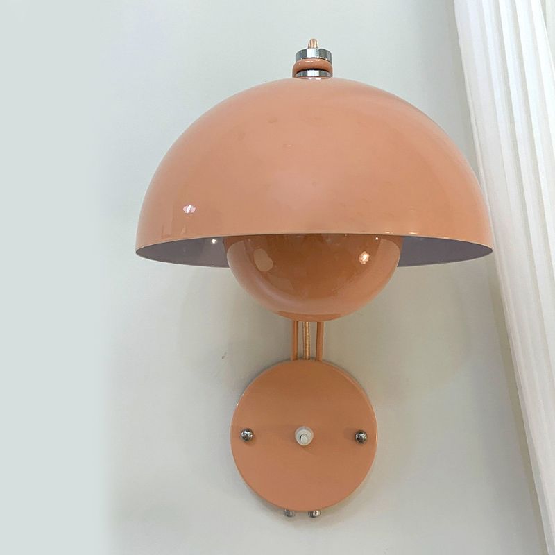 1-Light Wall Lamp Macaron Style Wall Mount Lamp with Metal Shade for Aisle