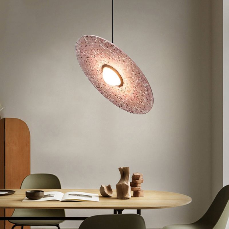 Ufo Shaped Pendant Lamp Modern Concrete 1 Light Black/White/Pink Hanging Ceiling Light