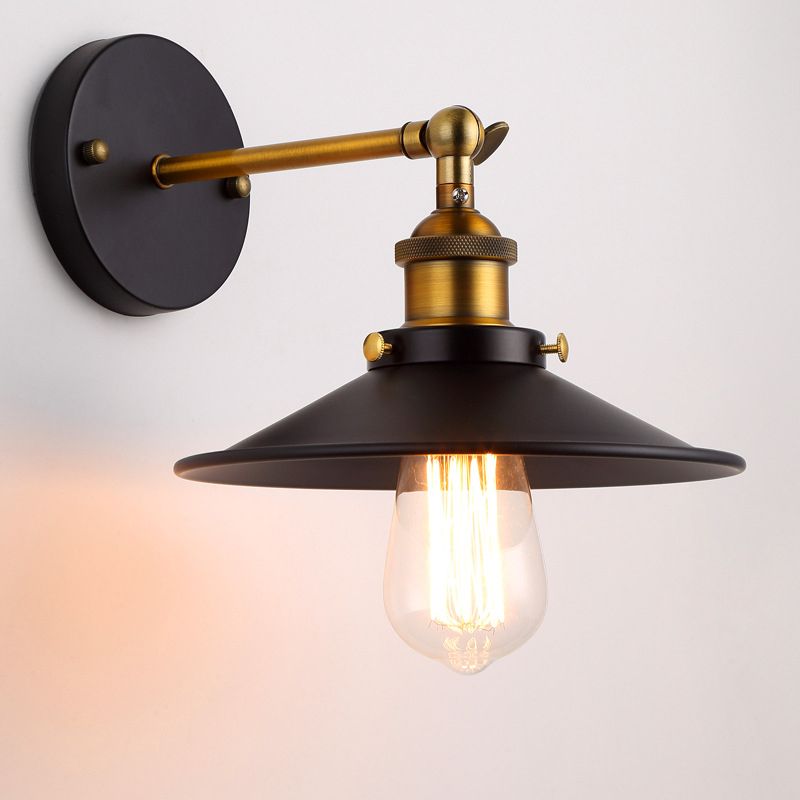 1-leichte Wandlampe für industrielle Stile mit Metalluntertasse Schatten 90 ° Verstellbarer Schwung Arm Leuchte für Coffeeshop-Restaurants