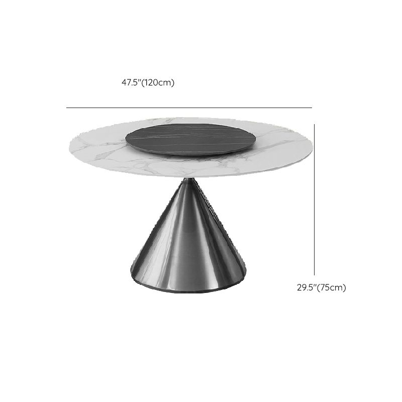 Glam Style Dining Round Table Sintered Stone Table with Turntable for Home