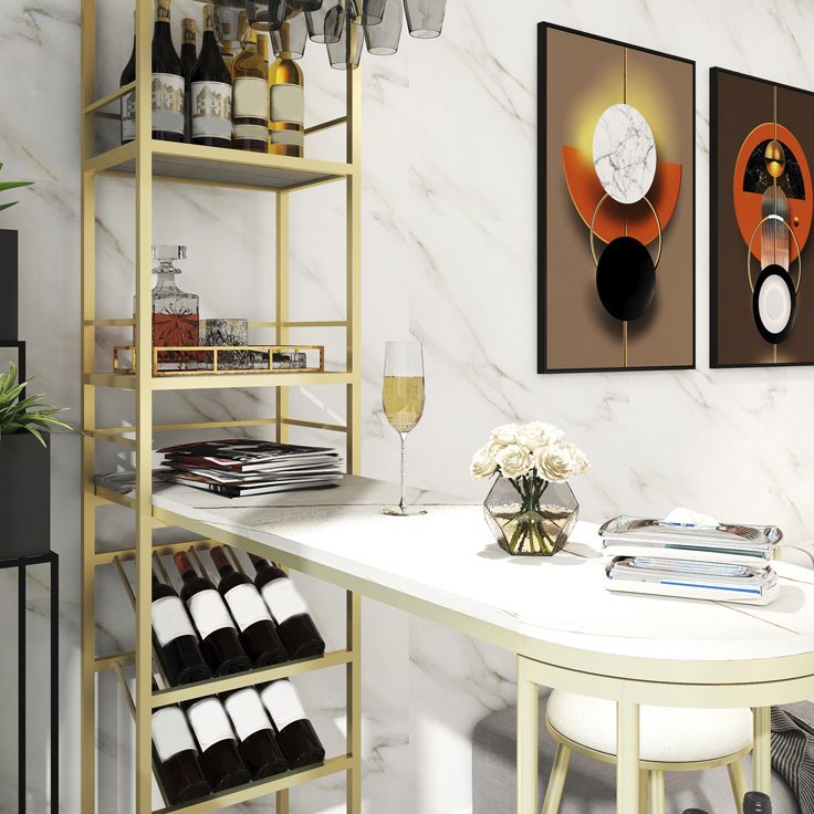 1/3 Pieces Glam Gold Granite Top Metal Frame Indoor Bar Table Set