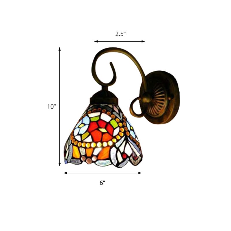 Flower Wall Light Fixture Tiffany Multicolor Stained Color 1 Head Rust Sconce Light