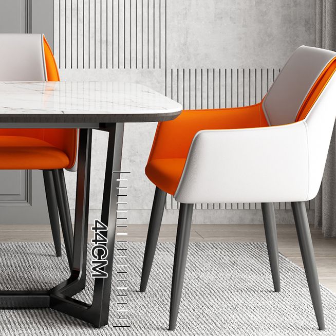 Modern Design Arm Solid Back Side Chairs Leather Dining Side Chair