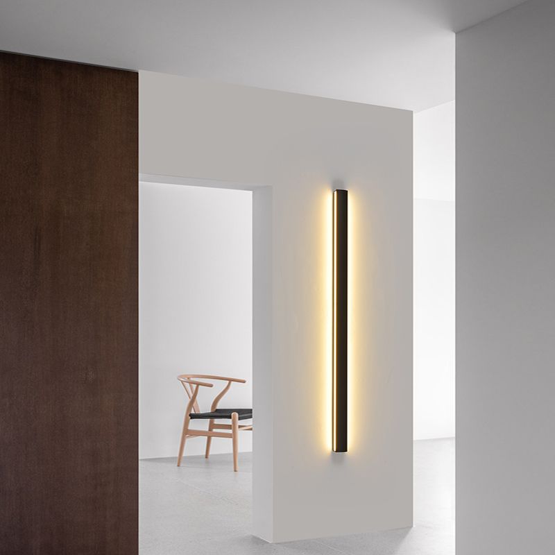 Luz de luz lineal de estilo contemporáneo de estilo lineal de metal 1 luces de pared de luz en negro
