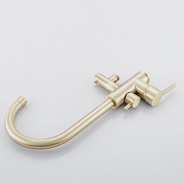 Modern Gold Bath Faucet Trim Floor Mounted High Arc Tub Faucet