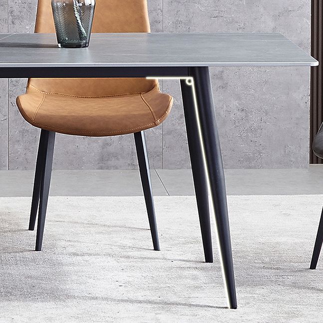 Sintered Stone Grey Tone Table Industrial 4 Legs Table for Dining Room