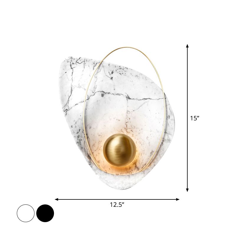 Teardrop Marmor Lampenlampendesigner 1-Licht schwarz/weiße Flush-Montier-Wandleuchte für Wohnzimmer