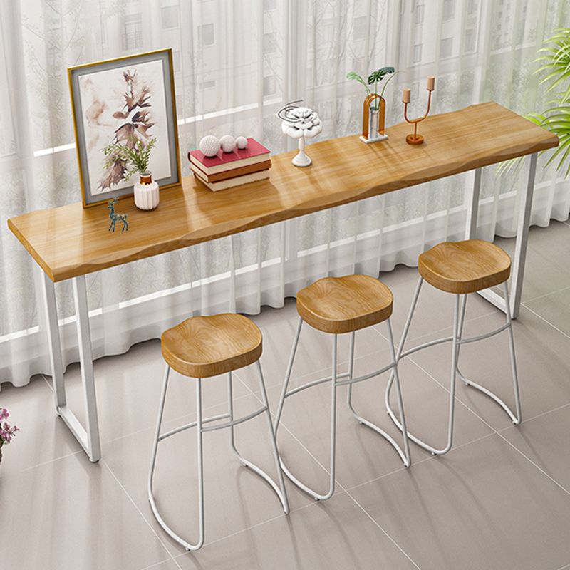Industrial Bistro Bar Table Solid Wood Rectangle Metal Base Bar Table