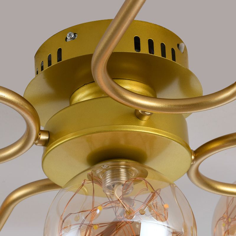 Modern Ball Semi Flush Ceiling Light Glass Living Room LED Ceiling Light