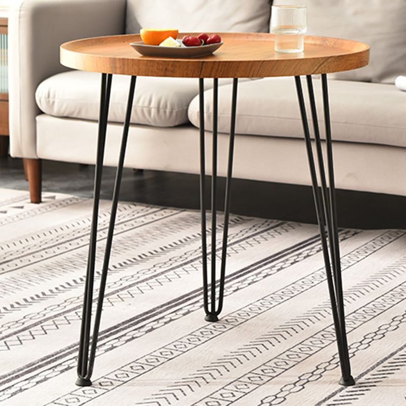 Modern Style Black Metal Base Wood/grey/walnut Plate Round Table Top Side Table
