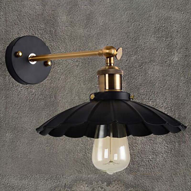 Metal Geometric Shape Wall Lights Industrial 1-Light Wall Light Sconce in Black