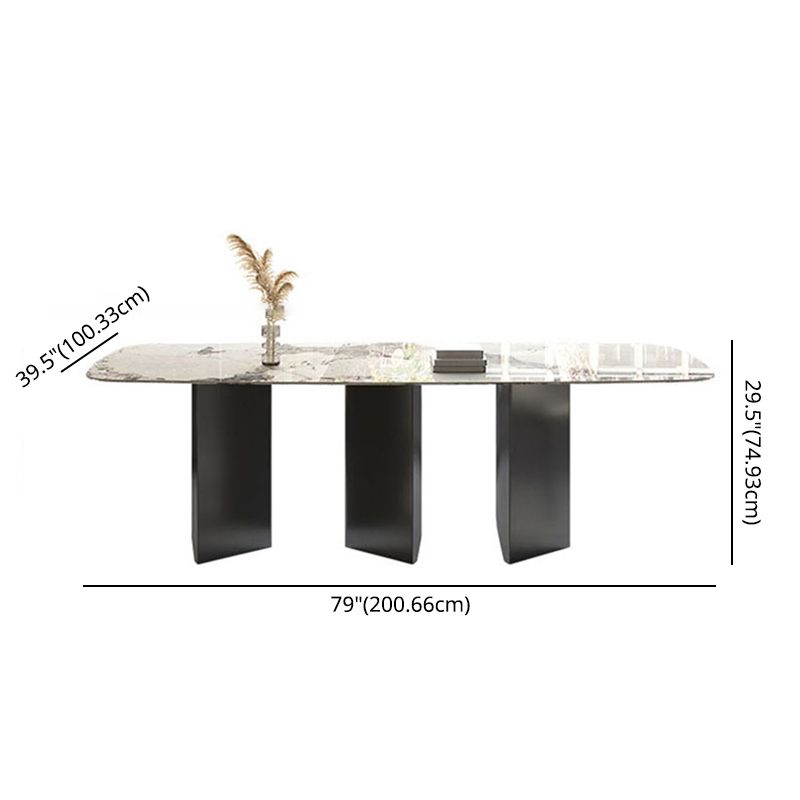 Minimalistische traditionele hoogte faux marmeren bovenste eettafel rechthoek eetkamer set voor huis
