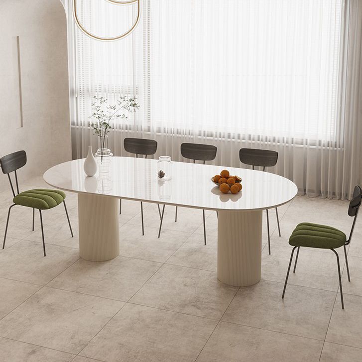 Slate and Metal Table Glam Style Simple Home Oval Dining Table