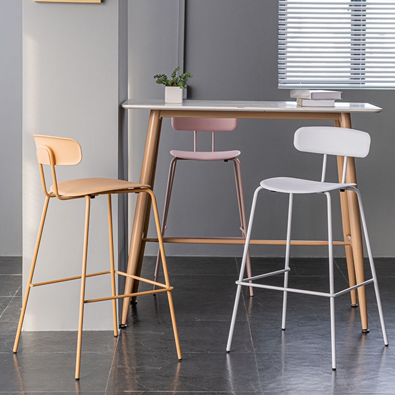 Scandinavian Milk Tea Shop Footrest Stool Matte Finish Iron Bar Stool