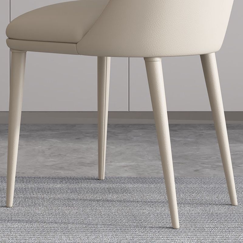 Chaises de salle à manger en cuir de chaise à dossier solide sans accoudoirs de style contemporain pour la cuisine