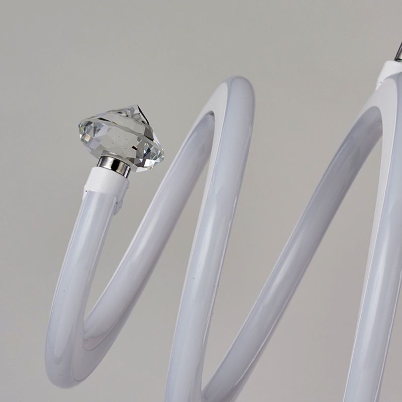 Spiraler Kronleuchterlampe Einfacher Stil Acryl weiß weiße LED Hängende Leuchte für Wohnzimmer