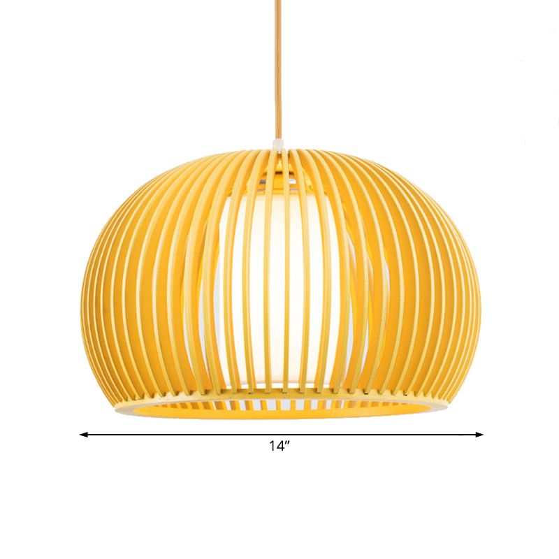 Rustieke koepelschaduw slinger lichten houten 1 bol plafond hanglampje met cilinderstof in de stoffen binnenin