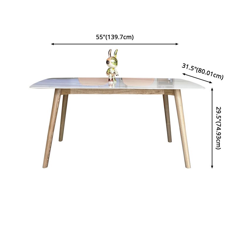 Glam Kitchen Dining Room Set Standard Height with¬†Rectangle Top and Solid Wood Legs Dining Furniture