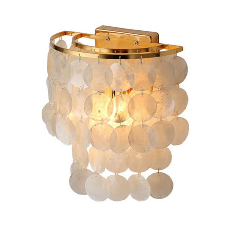 Lampaggio a muro a muro di cascata Minalismo Shell White LED SCONCE SCONCE PER LAVERE PER LA SOGGIORO