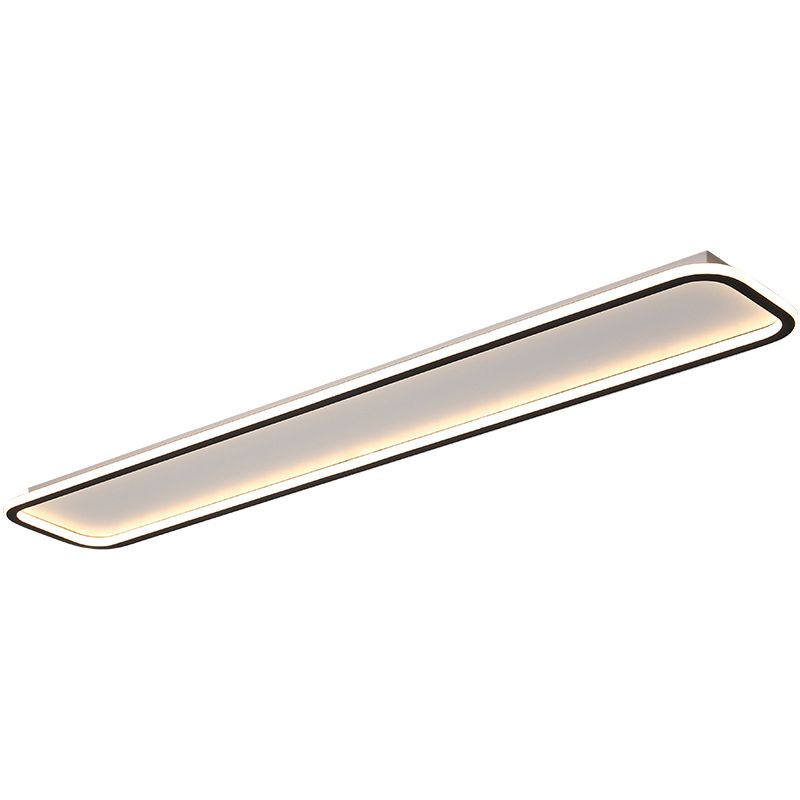 Living Room LED Flush Mount Lighting Modern Black Flush Ceiling Light Fixture with Rectangle Metal Shade