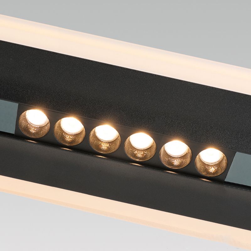 Modern LED Hanging Light Linear Metal Island Light Fixture for Dining Room