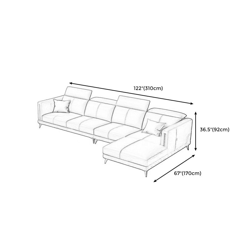 Genuine Leather Track Arm Sectional Sofa 36.22"High Cushion Back Sofa