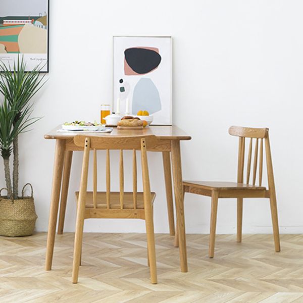 Solid Oak Dining Table Modern Rectangle Dining Table with 4 Natural Finish Legs