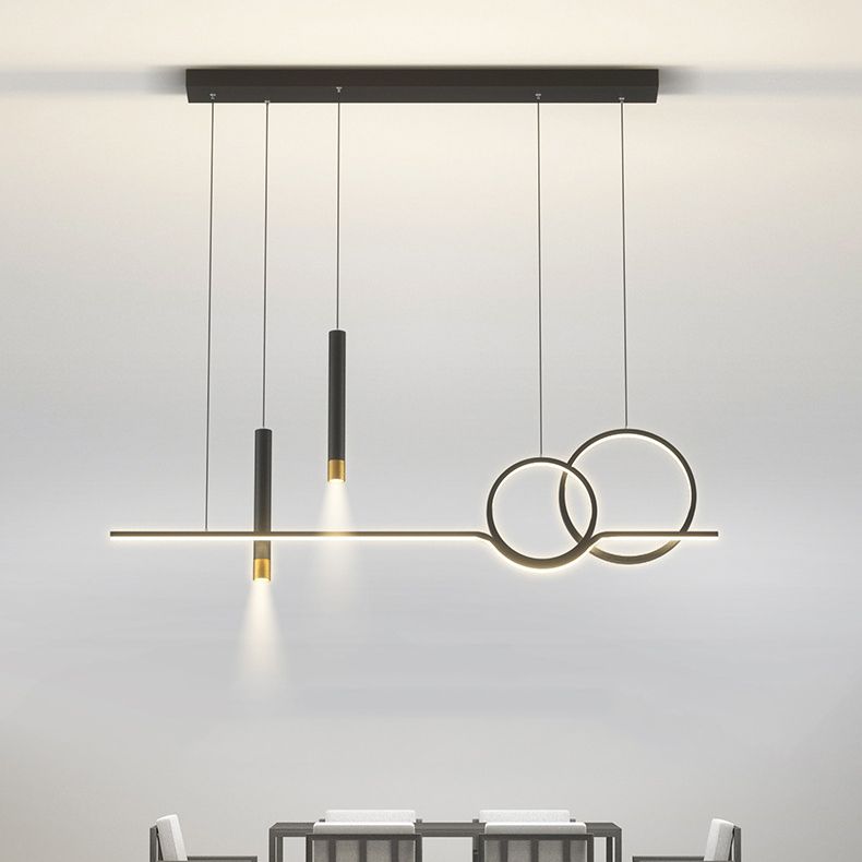 Multiple-Light Geometric Island Light Fixtures Modern Metal Island Pendant Dining Room