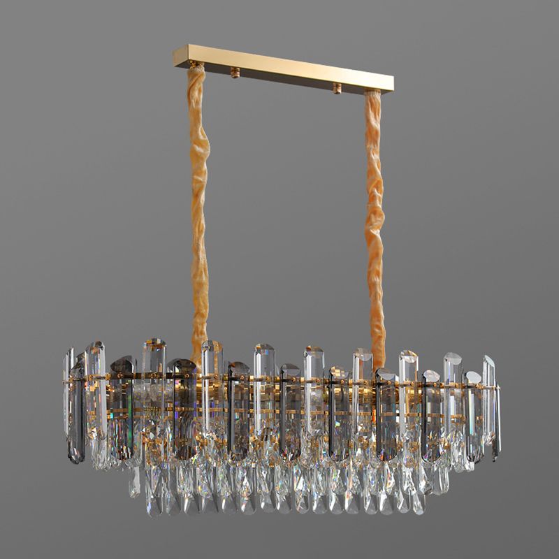 Contemporary Metal Geometric Shape Pendant Light with Crystal Shade for Living Room