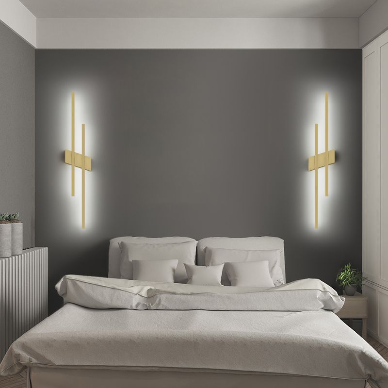 Metal LED Wall Lamp in Modern Minimalist 2-Light Linear Wall Sconce for Bedroom