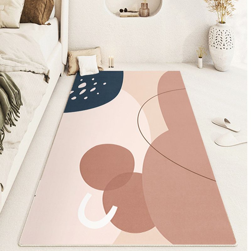 Nordic Dark Brown Rug Polyester Color Lump Rug Tear Resistant Rug for Bedroom