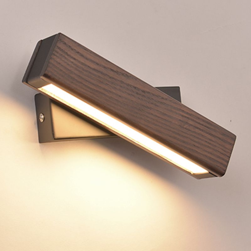 Square Shade Wood Wall Sconce Modern Style Single Light Wall Mounted Light