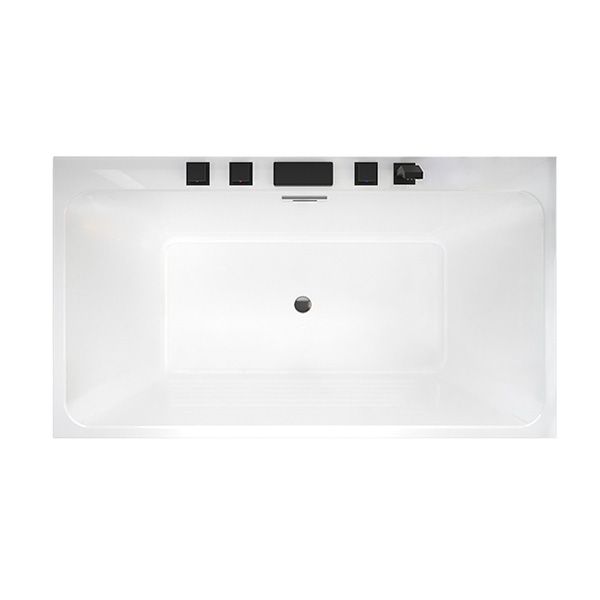 Back to Wall Soaking Bathtub Modern Rectangular Antique Finish Bathtub