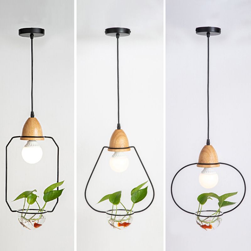 Luce sospesa in stile nordico con piatto di pianta di vetro piatto a sospensione creativa (senza piante)