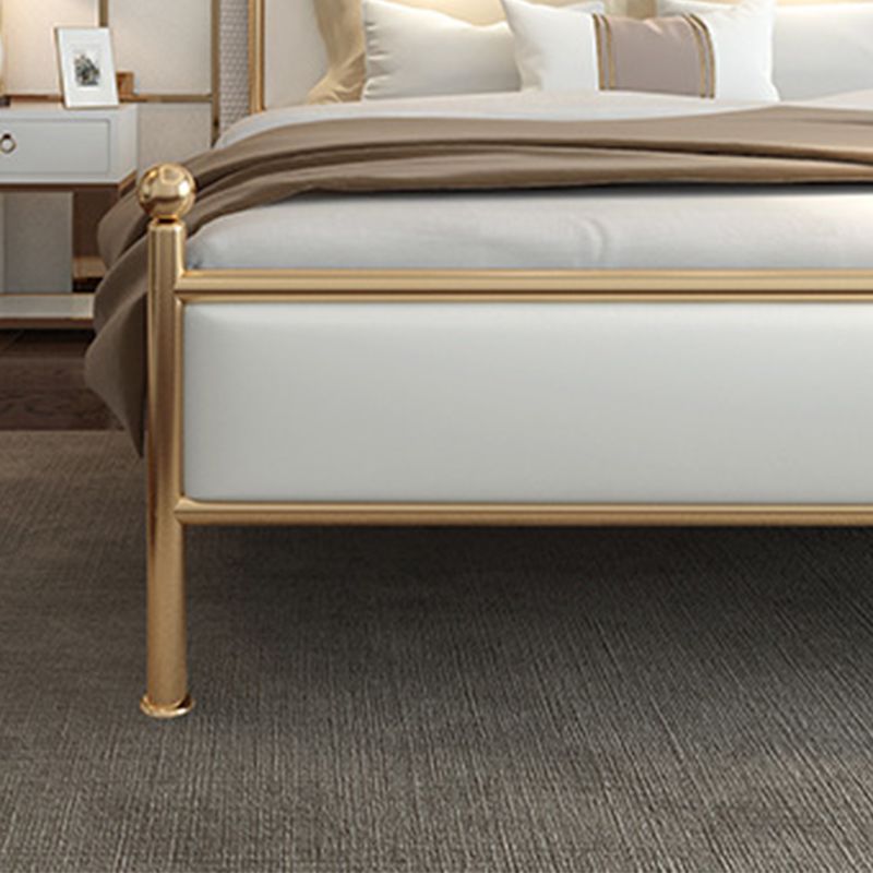 Contemporary Bed Frame Metal Standard Bed with Upholstered Headboard