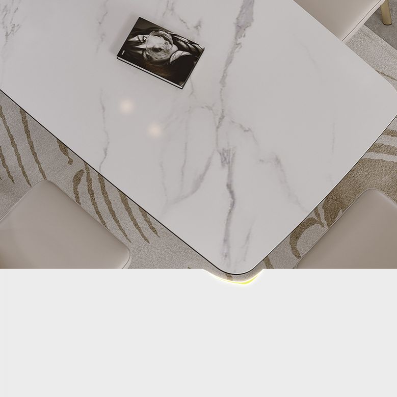 Nordic Glam Style Sintered Stone Rectangle Table Set 1/4/5/7 Pieces Dining Set