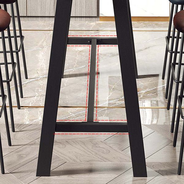 Industrial Black Metal Frame Bistro Table Brown Pine Wood Top Bar Table