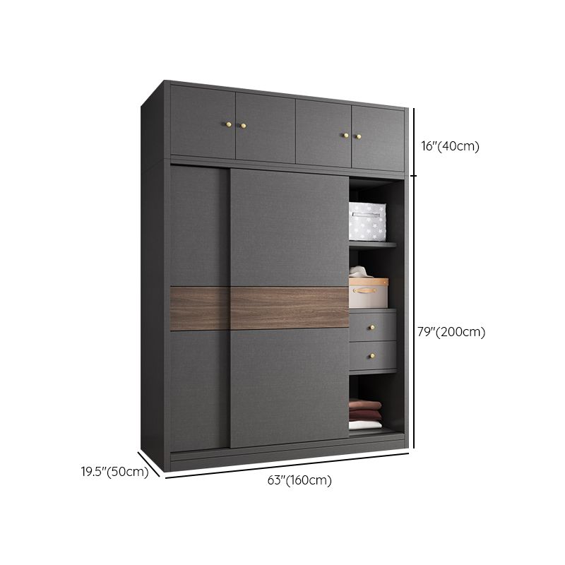 Modern Artificial Wood Wardrobe Armoire Freestanding Wardrobe in Black