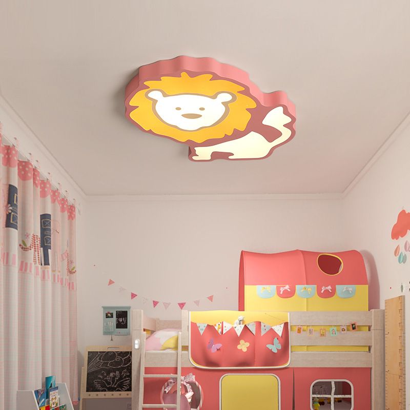 Animal LED Flush Mount Light Lion Acrylic Ceiling Lamp for Nursing Room Bedroom