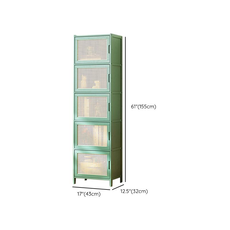Contemporary Green Wood Accent Cabinet Rectangle Grooves Accent Cabinet