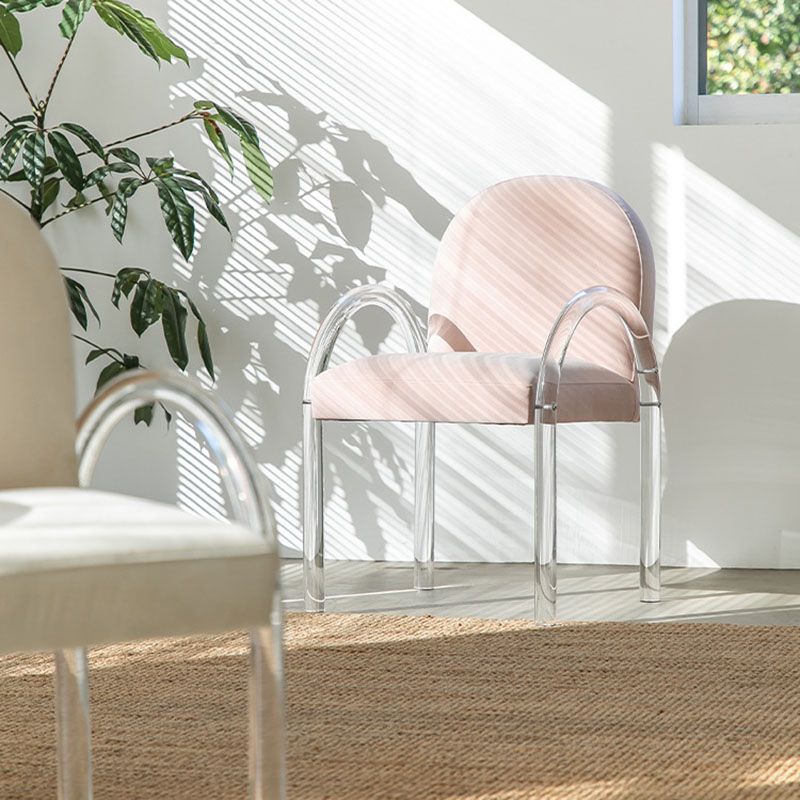 Velvet Matte Finish Dining Chair Designer Style Home Solid Back Arm Chair