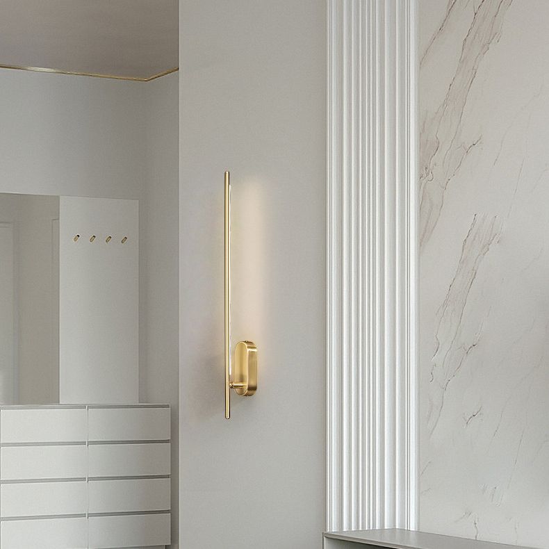 Acryl messing LED -muur sconce in moderne beknopte stijl koper lineair wandlicht voor binnenruimtes
