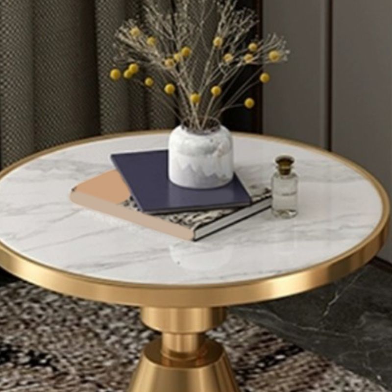 Contemporary Round Table Top End Table with Metal Pedestal Leg