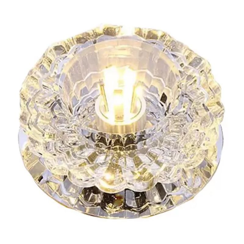 Floral Shape Clear Crystal Flush Mount Round Flushmount Ceiling Fixture