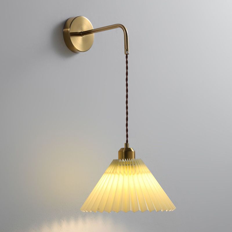 Nordic Style Wall Light Cone Shape Wall Lamp with Fabric Shade for Bedroom