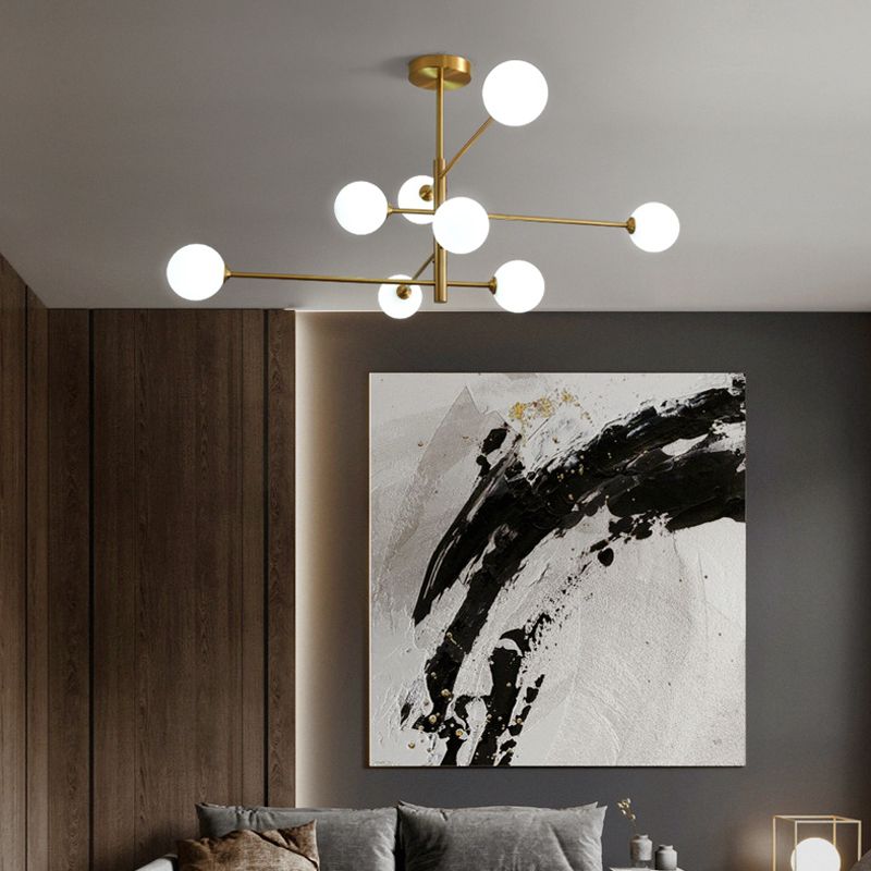 Designer Style Chandelier Light Fixtures Multi-Head Suspension Pendant Lamps with Glass Shade