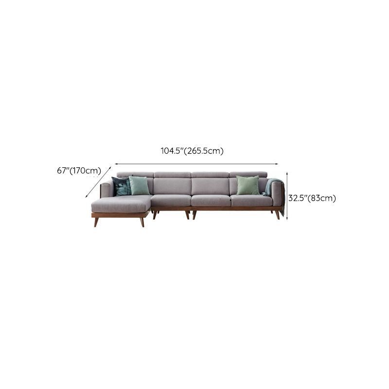Farmhouse Square Arm Fabric Solid Wood Sofa in Brown for Living Room