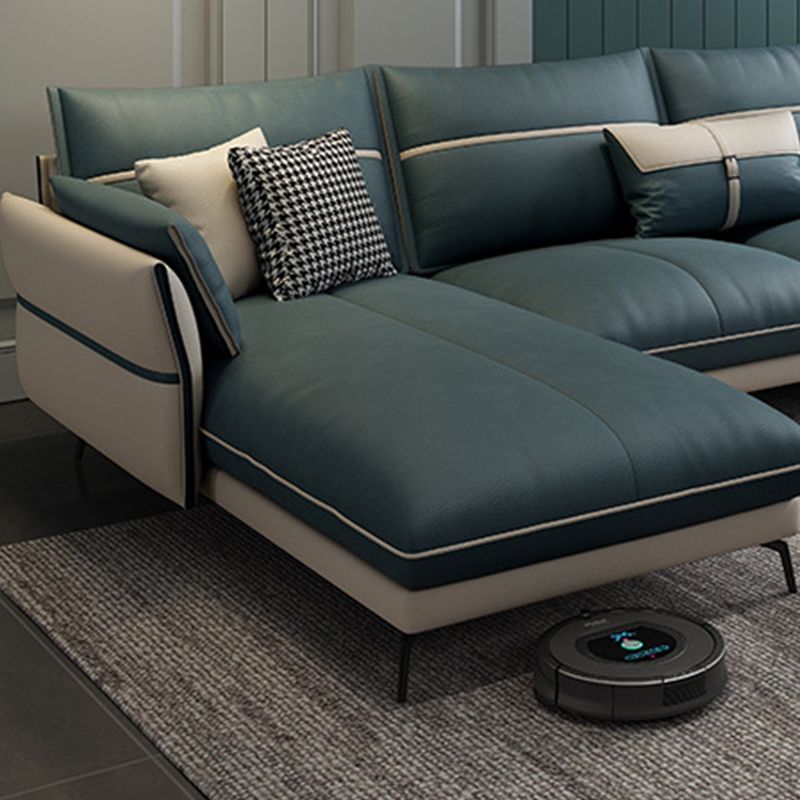 Scandinavian 35.43 " H Faux Leather Flared Arm Sofa & Chaise