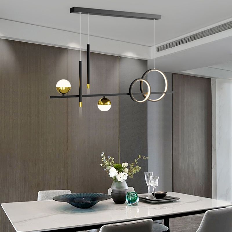 Luce a sospensione lineare dell'isola lineare in alluminio in moderna luce del soffitto in ferro battuto in stile nordico con ombra acrilica