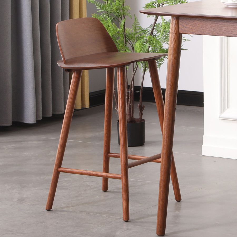 Indoor Oak Solid Wood Bar Stool Modern Armless Low Back Stool